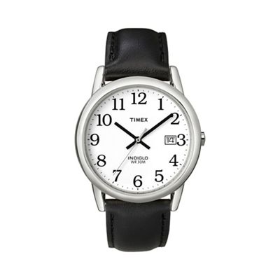 Men's easy reader white dial with black leather strap watch t2h281